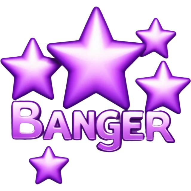 The word "banger" surrounded by purple stars emoji