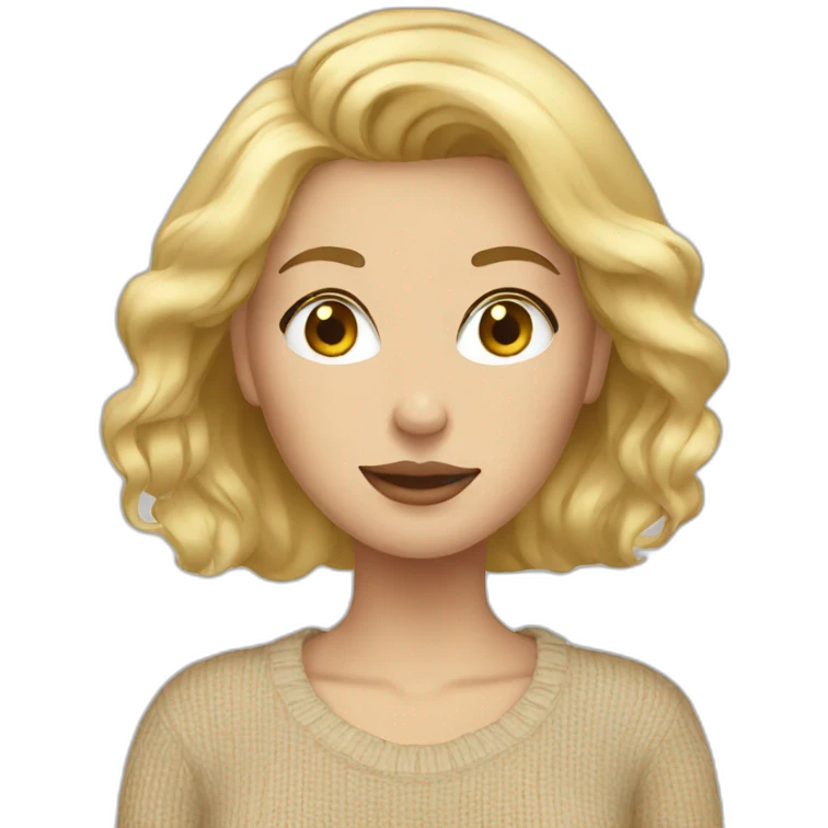 Blonde women beige sweater emoji