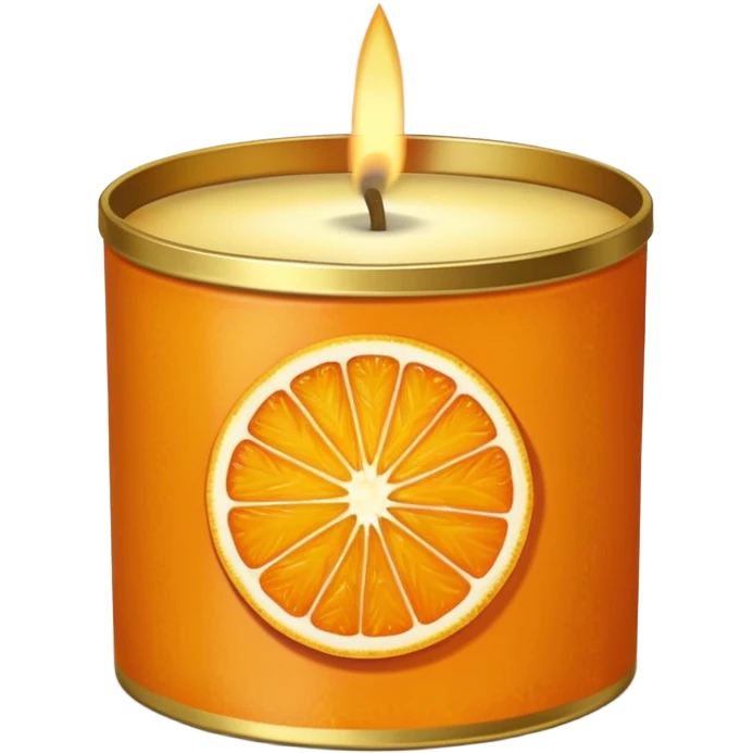 Citrus candle – orange wax in gold tin with slice design emoji