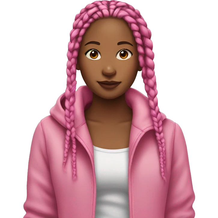 Girl with box braids and pink coat  emoji