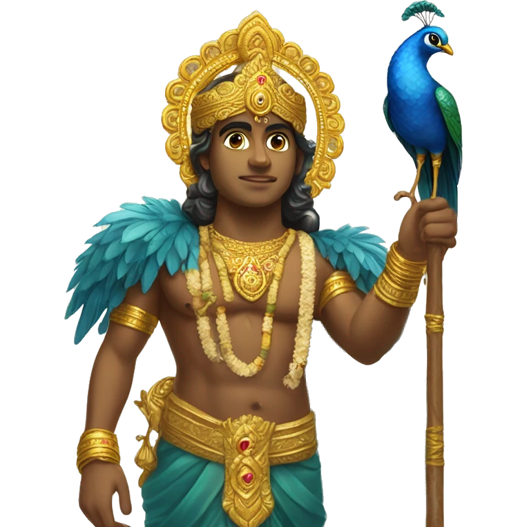 Lord murugan with blupeacock and vel staff  emoji