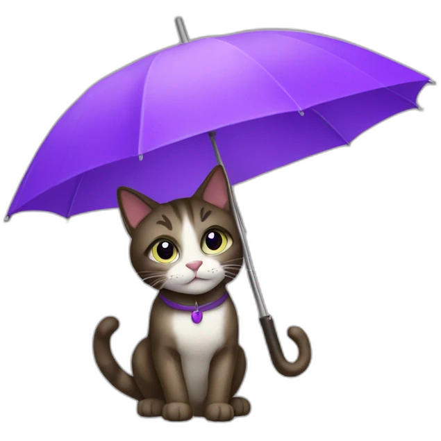 a cat with a purple umbrella poner nombre Choclo emoji