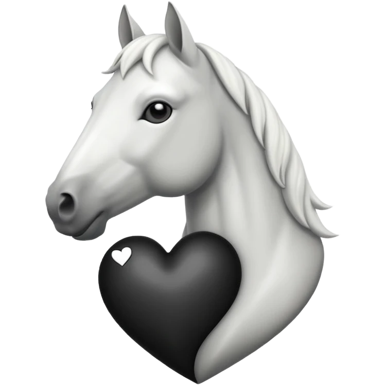 White Horse centered within a black heart emoji emoji