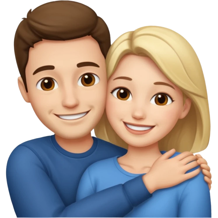 Two people hugging, one male one female emoji