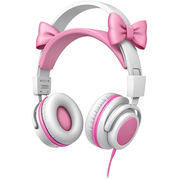 White headphones with pink bow emoji