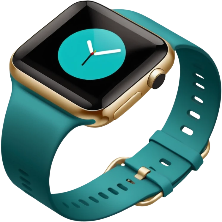 a teal fitbit band and an black apple watch lying flat in the style of an ios emoji  emoji