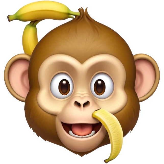 monkey making a goofy face with banana peel on head emoji