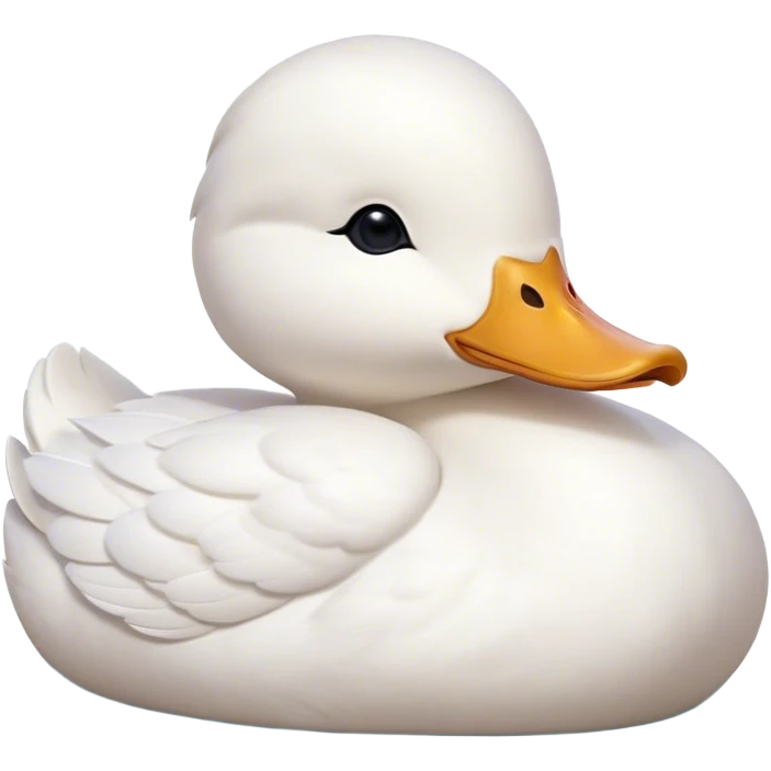 Meme-Worthy Cute Sleeping White Duck Portrait Emoji, Head resting peacefully with a contented smile, showcasing a sleek, graceful build and a luxuriously soft pure white plumage, eyes shut in a serene, restful nap, Simplified yet hilariously adorable features, highly detailed, glowing with a soft, drowsy light, high shine, relaxed and utterly lovable, stylized with an air of playful laziness, bright and heartwarming, soft glowing outline, capturing the essence of a comically sleepy duck, so meme-worthy it feels like it could instantly become the next viral sensation of adorable slumber! emoji