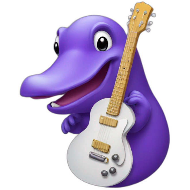 purple platypus head playing guitar emoji