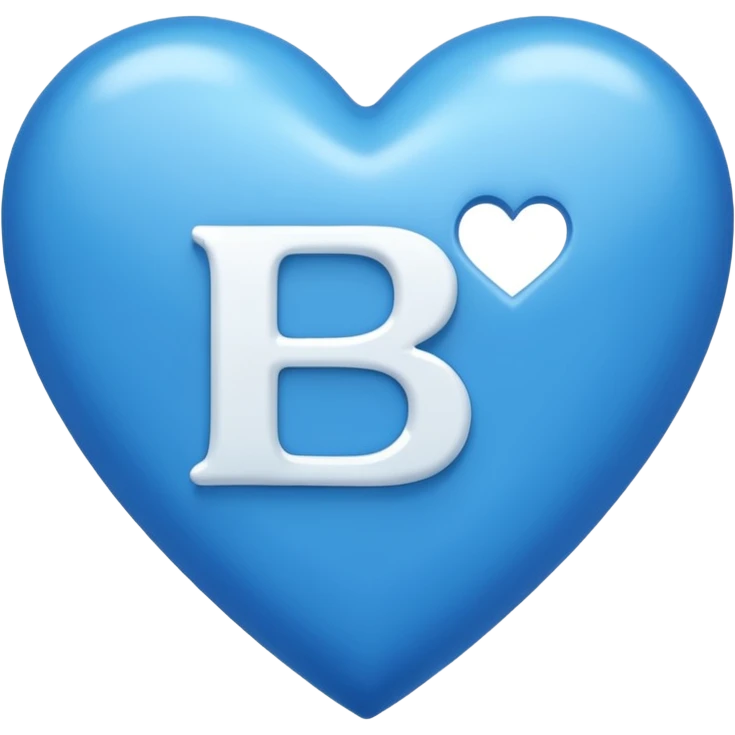 LETTER " B" Inside the heart shape, the heart is in blue color and the letter "B" is in white color emoji