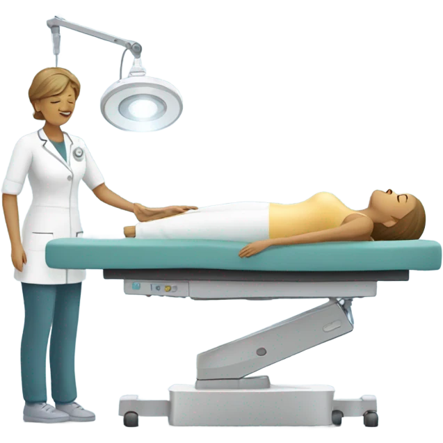 Woman doing radiotherapy on her client emoji