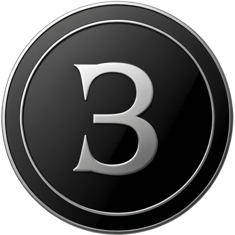 Emoji icon of a metal coin with engraved letter 8, minimalist style, isolated, only black color emoji