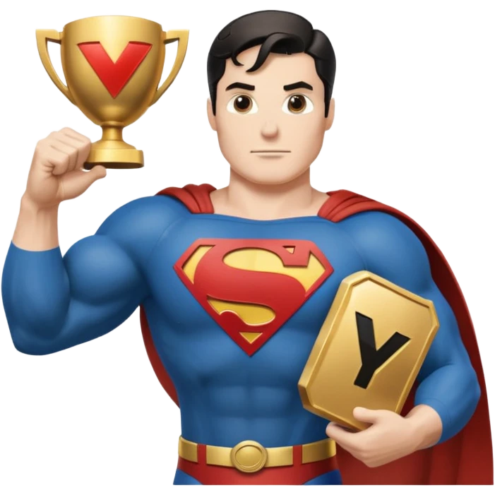 superman flexing youtube golden play button emoji