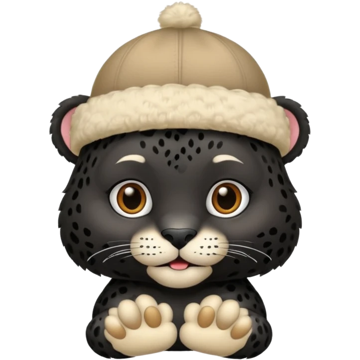 A black jaguar wearing a baby hat emoji