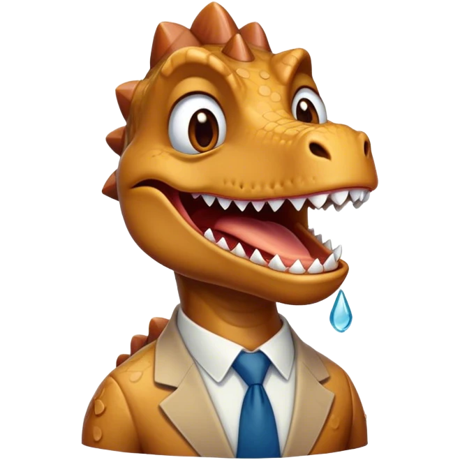 face of an office dinosaur laughing with tears emoji
