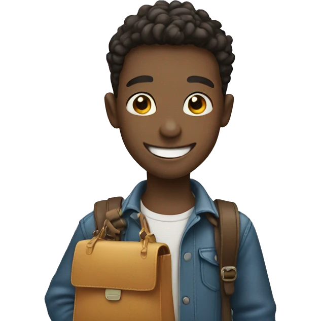smiling boy with bag emoji