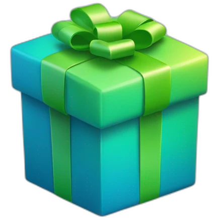 3d smooth gift box with rounded corners gradient blue to green emoji