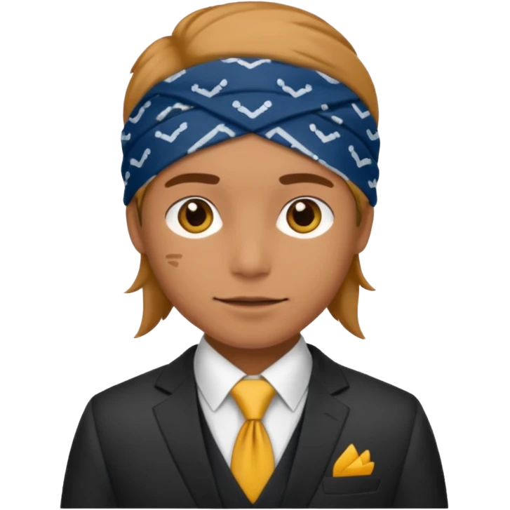 Character wearing a bandana and a suit emoji