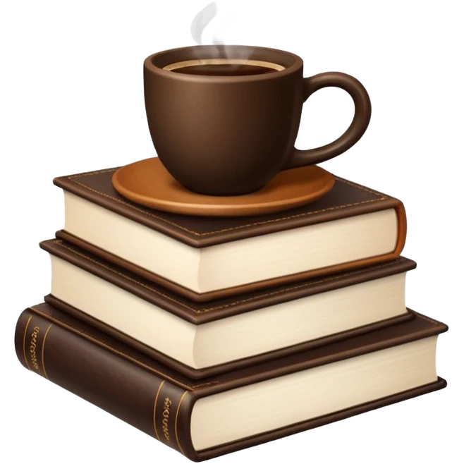 stack of books with coffee on top emoji