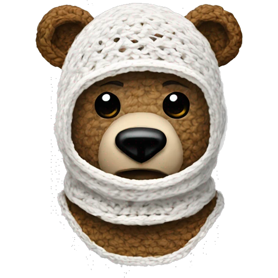 Bear with balaclava crochet emoji