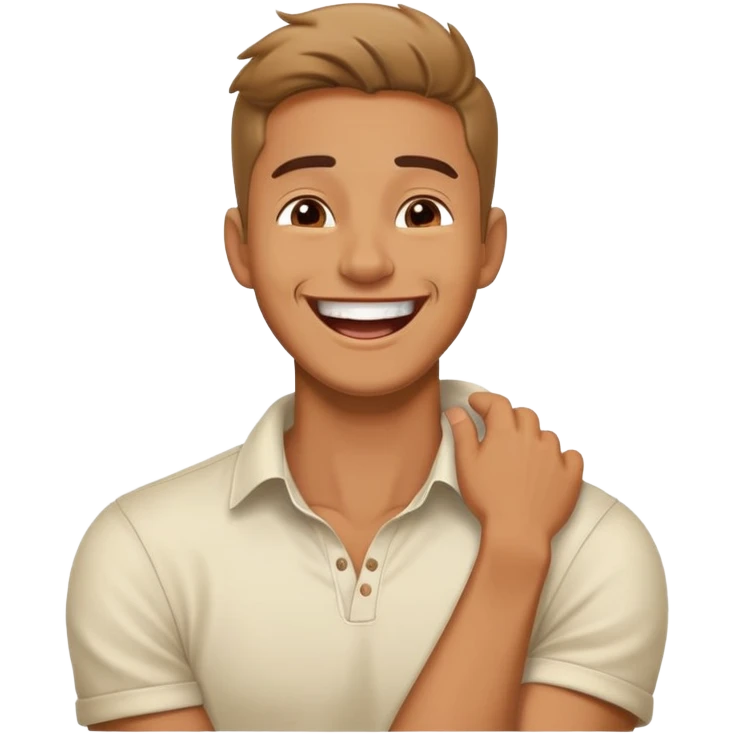 Guy holding neck laughing  emoji