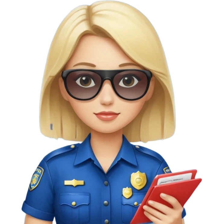 Police writing ticket with sunglasses on, female emoji