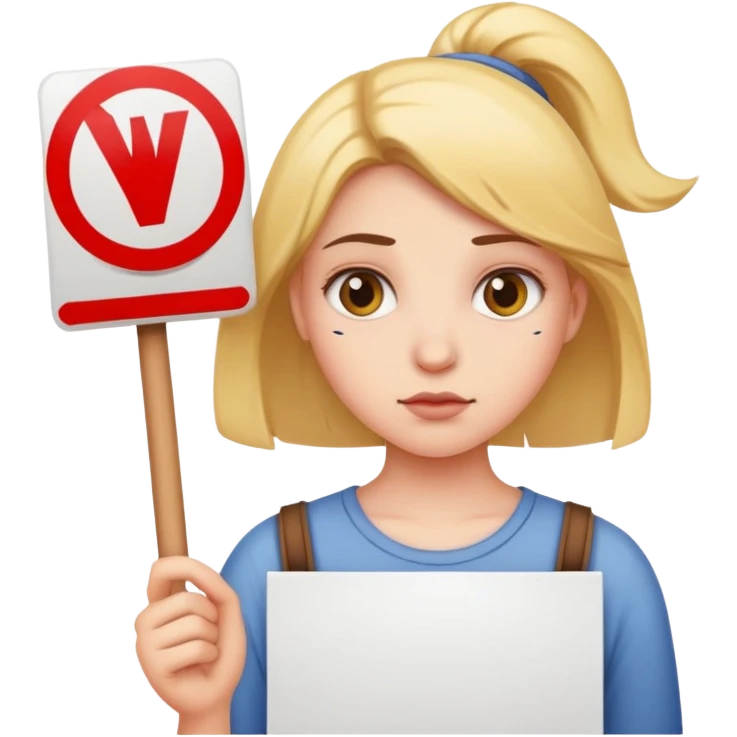 girl holding sign that says wrong emoji