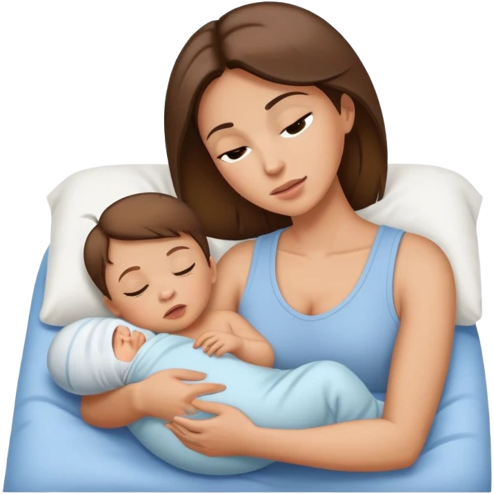 Light brunette fit mom forcing baby boy to go to sleep emoji