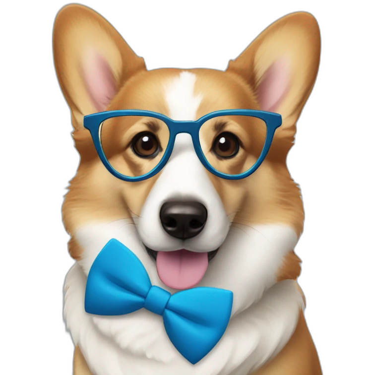 corgi with bow tie and glassescorgi with blue bow tie and glasses emoji