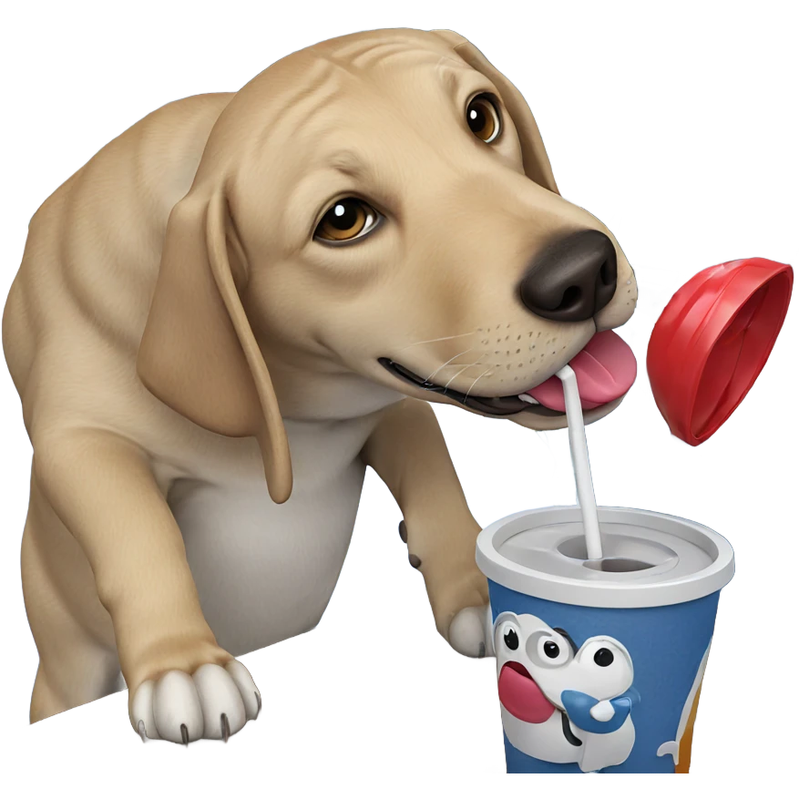 dog drinking water with straw emoji