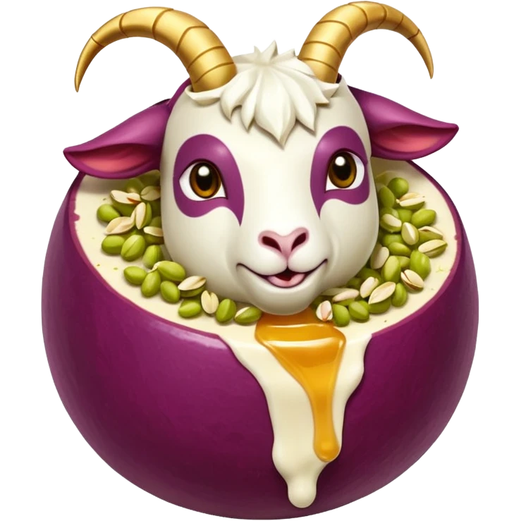 goat ball- a red seedless grade enrobed in goat cheese rolled in crushed pistachios and drizzled with honey emoji