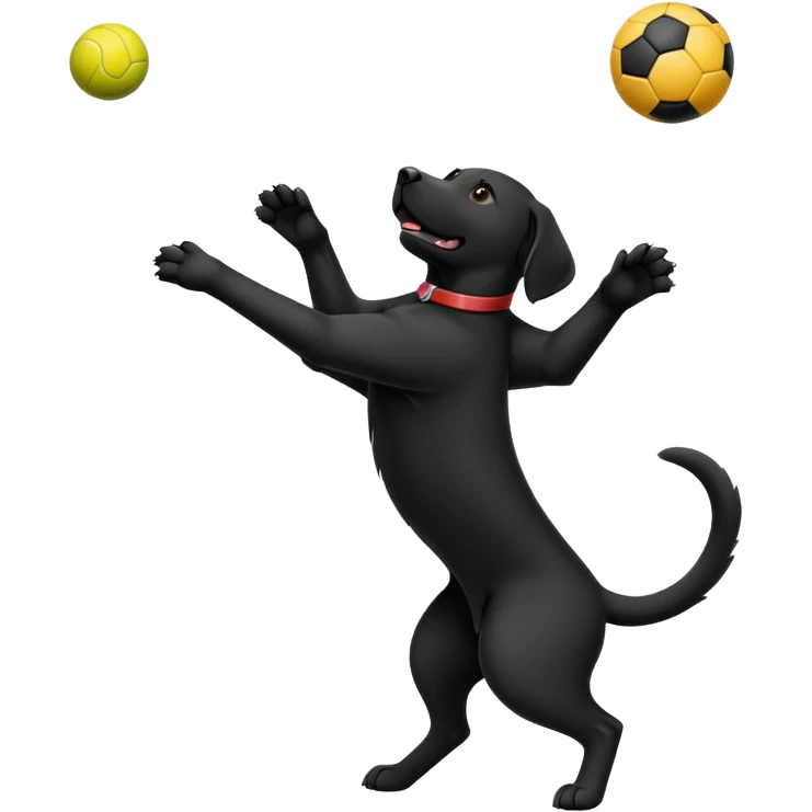 Black lab catching ball in the air  emoji