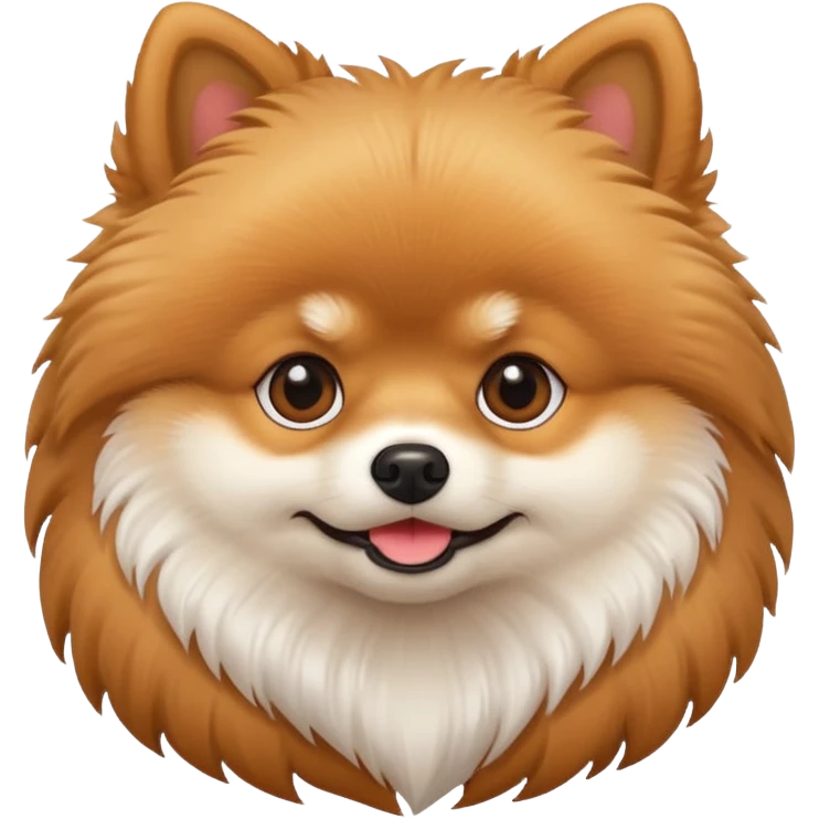 A cute Pomeranian Spitz emoji in the style of Apple emojis. emoji