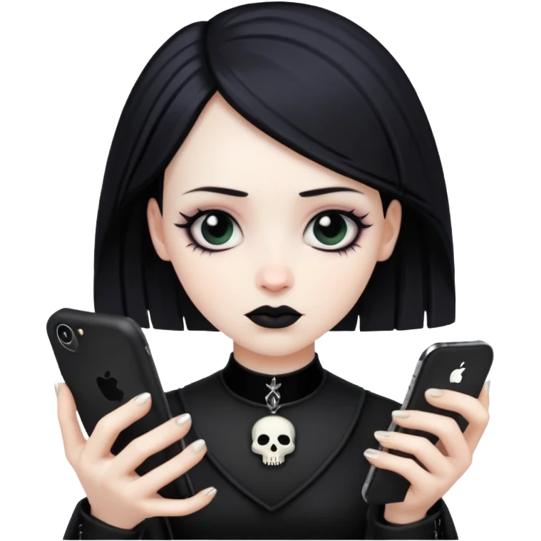 goth scrolling phone emoji