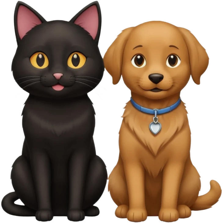 black cat and brown retriever emoji