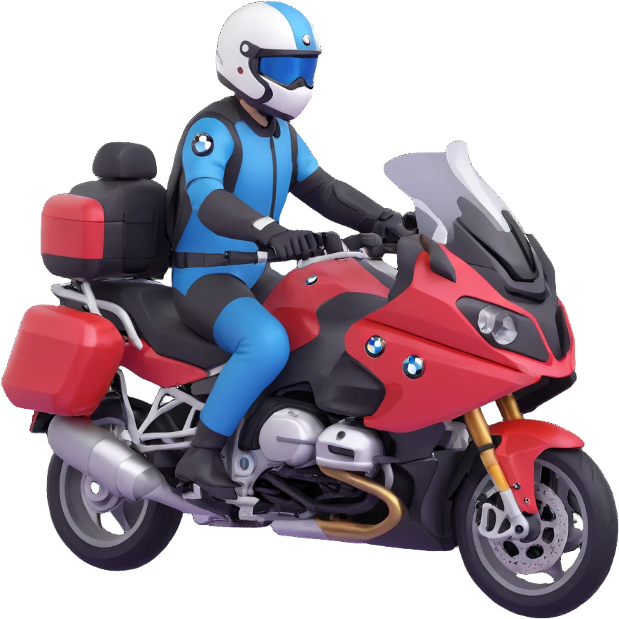 BMW RT1200 touring motorcycle with rider wearing helmet emoji