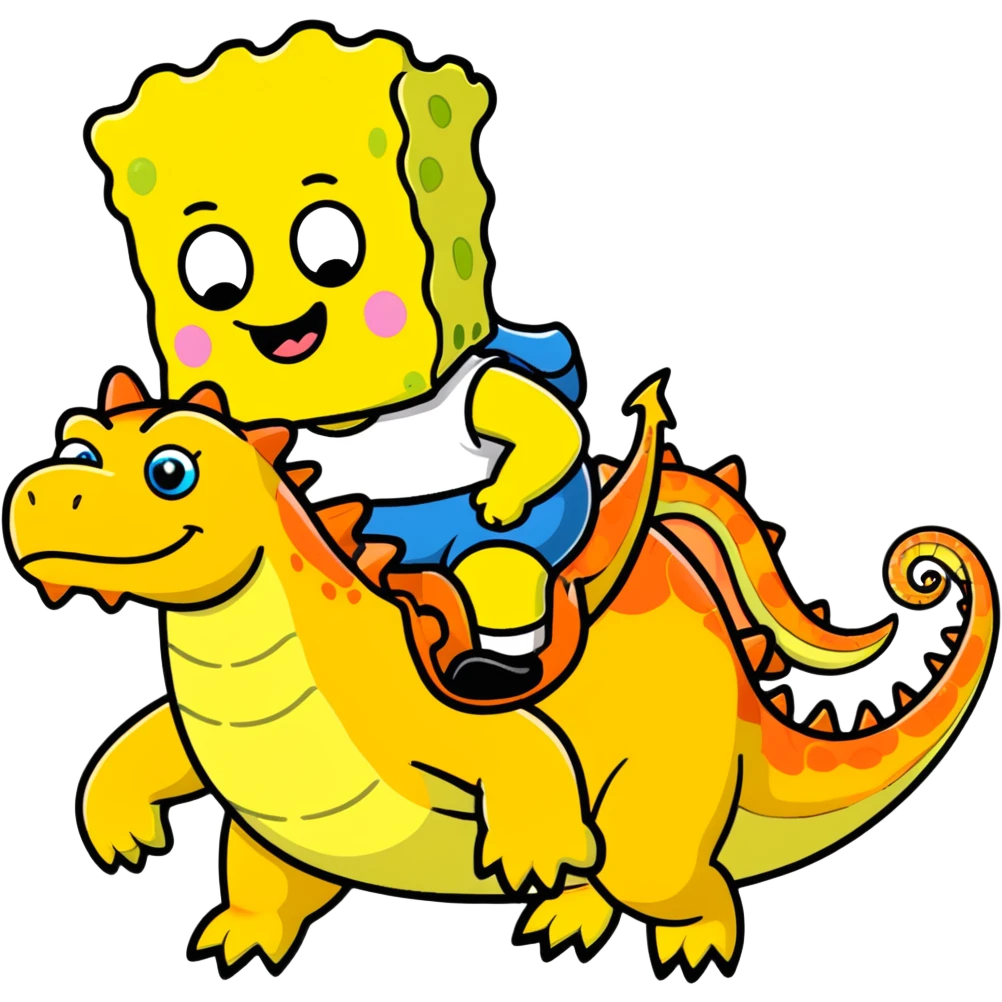 Spongebob riding a dragon emoji