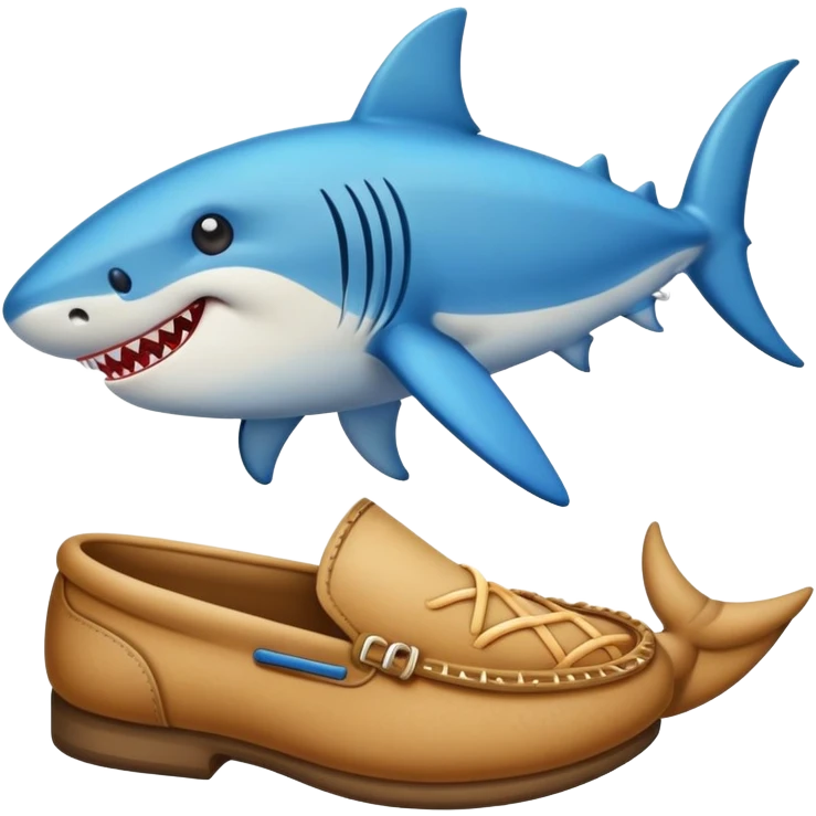 Emoji de un tiburón con pies y calzados azules emoji