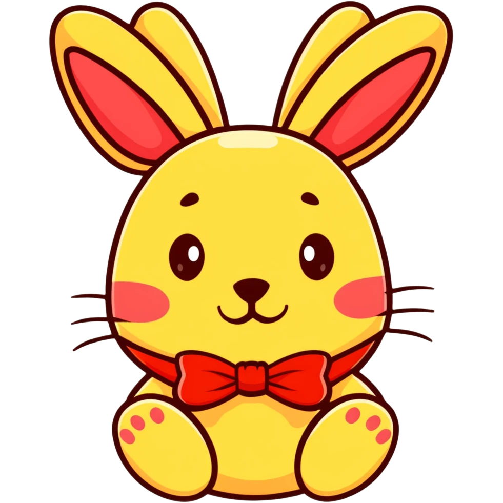 Golden bunny with red ribbon  emoji