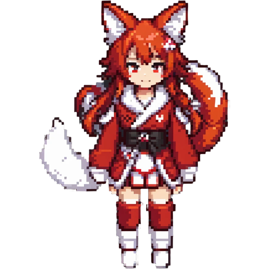 Azur Lane Akagi kitsune girl with red and white outfit and multiple fox tails emoji