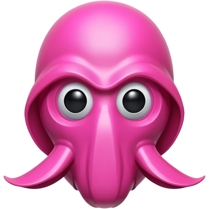 Squid Game pink guard mask with circle shape on face, 3D style, smooth and glossy emoji