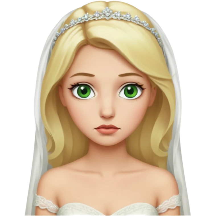 Fille cheuveux blond longt yeux vert  maquiller robe de mariage méttise chronique emoji
