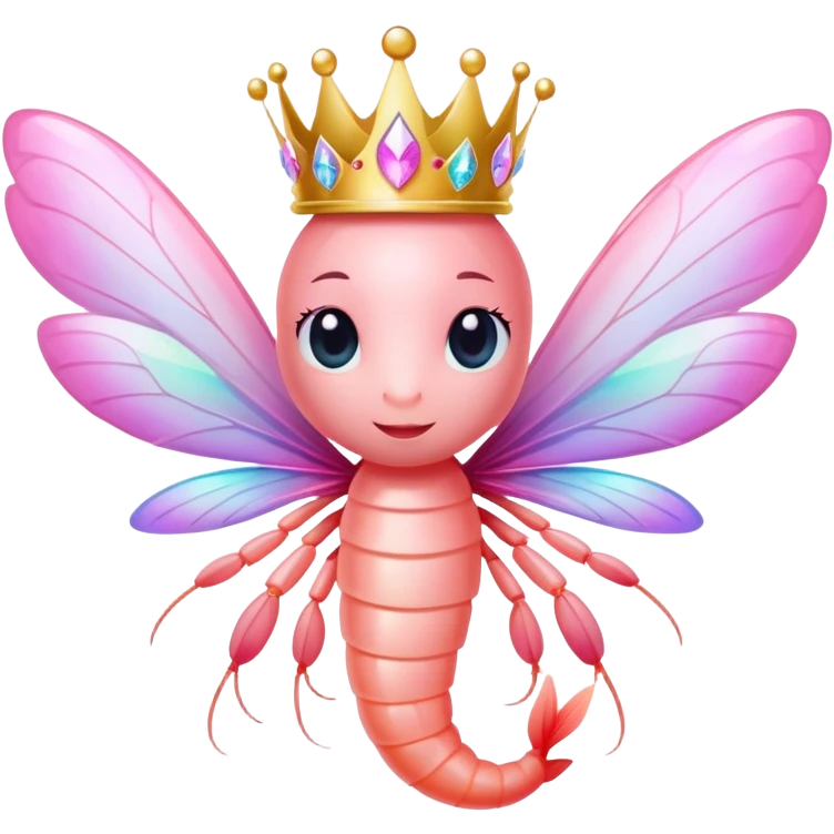 shrimp with a crown and fairy wings emoji