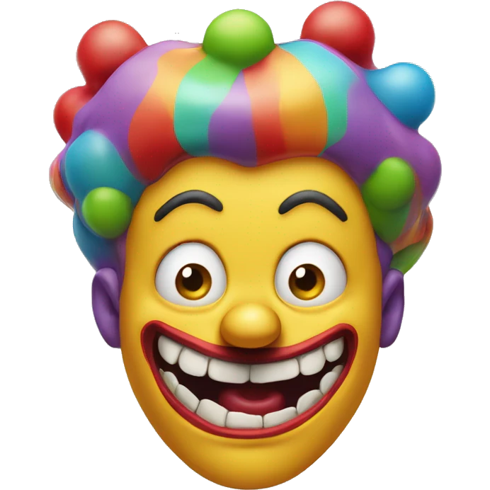 unhinged flabbergasted clown with crazy mouth emoji