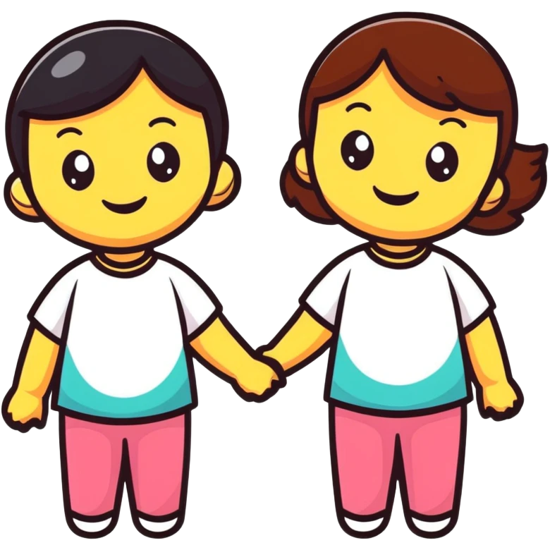 two girls friends smiling emoji