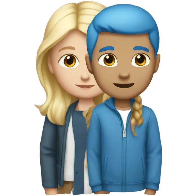 Girl with brown hair with a boy with blonde hair and blue eyes  emoji