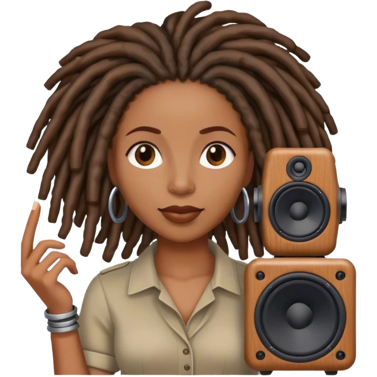 Black woman with locs with speaker emoji