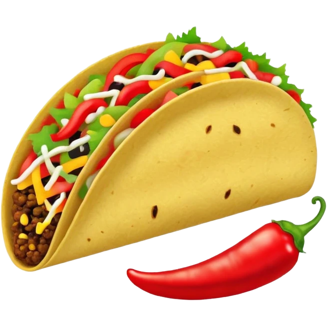 Mexican cuisine humanless avatar in bright style illustration. Taco with peppers, colorful palette, simple shapes, flat design, festive and bold. emoji