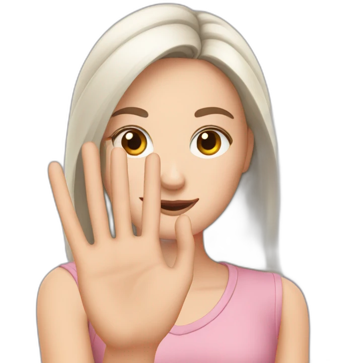white girl showing three fingers on one hand emoji