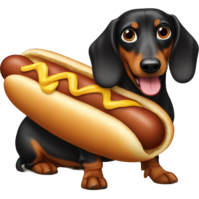 Wiener dog is a hot dog costume emoji